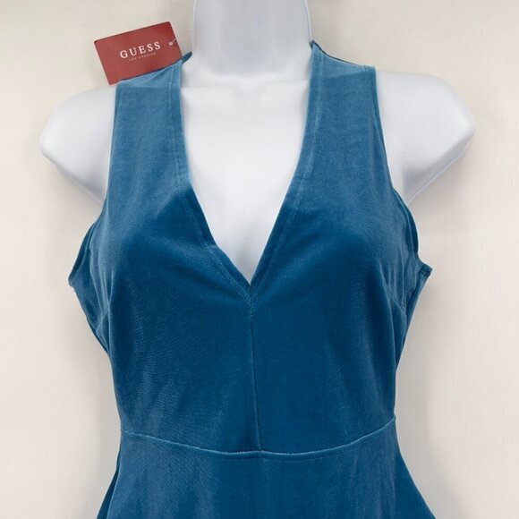 GUESS Niara Velvet  Atomic Blue Bodysuit NWT - Picture 2 of 10